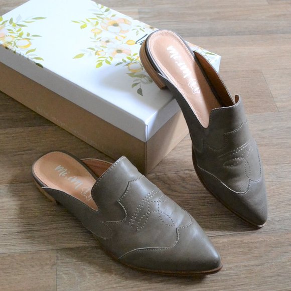 Mi iM Shoes - NIB Mi iM Kendrick Dark Gray Genuine Leather Pointed Toe Western Mule Size 7